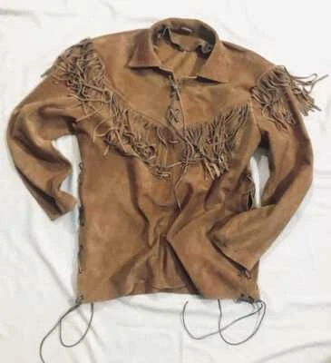 Mens Buckskin Leather Suede Jacket Fringes Deerskin Mountain Man Native American - Image 1 of 3