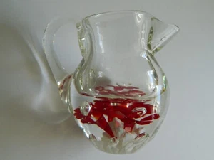 Vtg St Clair Paperweight Pitcher Creamer Red Controlled Bubbles 3 5/8" - Picture 1 of 5