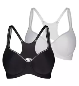 Triaction Racerback 2 Pack Underwire Sports Bra - Black/white, Sizes 10A-14C - Picture 1 of 9