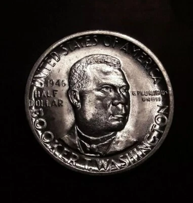 Uncirculated 1946-D Denver Mint Booker T Washington Silver Comm Half - Image 1 of 2