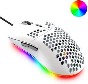 US Lightweight Gaming Mouse 6400 DPI RBG Backlit 7 Buttons Wired For PC PS4 Xbox - Picture 1 of 24