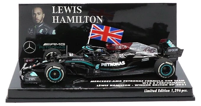 1 43 Minichamps 410211144 Lewis Hamilton Mercedes-AMG W12 1st British GP 2021