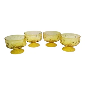 Vintage Anchor Hocking Amber Glass Lido Milano Footed Sherbet Glasses Set 4 - Picture 1 of 6