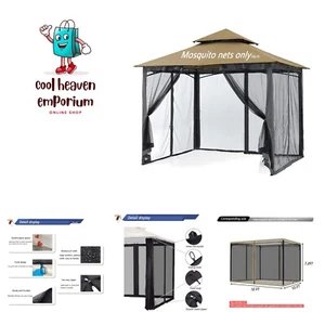 Mosquito Netting for Gazebo Canopy, Replacement Screen Walls Netting with Sli... - Picture 1 of 8