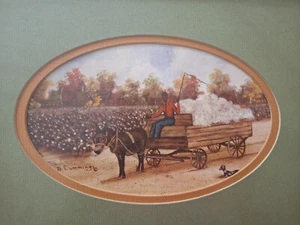 Beth Cummings Folk Art Framed Print Home Life Horse Wagon Primitive Country - Picture 1 of 5
