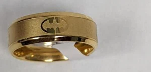 Size 11 3/4 Ring Gold Stainless Steel Engraved Batman ring - Picture 1 of 2