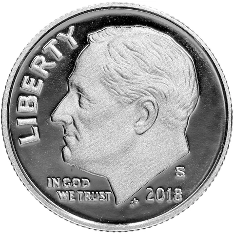 2018 S Roosevelt Dime Gem Deep Cameo 90% Silver Proof US Coin Cover