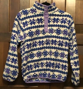 LL Bean Sweater Fleece Snap Pullover Kids Large - Picture 1 of 11
