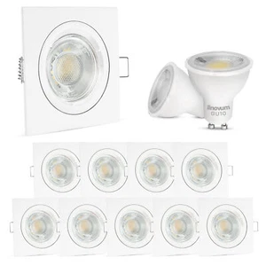 10er Set linovum® LED Einbauspot eckig weiß + 230V 6W GU10 Leuchtmittel 4000K - Bild 1 von 7