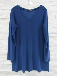 NEW Sympli Marine Blue Fluid Stretch Jersey Classic V-Neck Tunic Top 10 - Picture 1 of 5