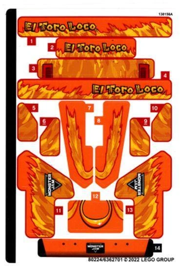 LEGO STICKER SHEET ONLY 42135 MONSTER JAM EL TORO LOCO New from set 42135stk01 - Image 1 of 1