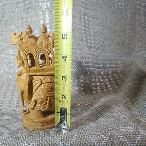 Hand Carved Elephant with Howdah & Mahout Driver Wood Figurine 5.5" Nepal - Picture 1 of 15