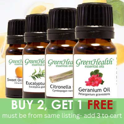 Essential Oils 10 ml  -  Pure & Natural - 50+ Popular Oils - GreenHealth - Image 1 of 4