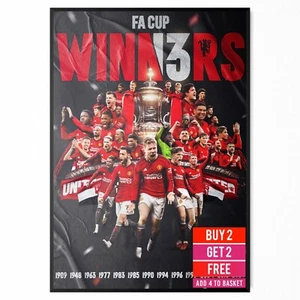 Manchester United FA Cup 2024 Winners Poster - A5-A3 - BUY 2 GET 2 FREE - Picture 1 of 10