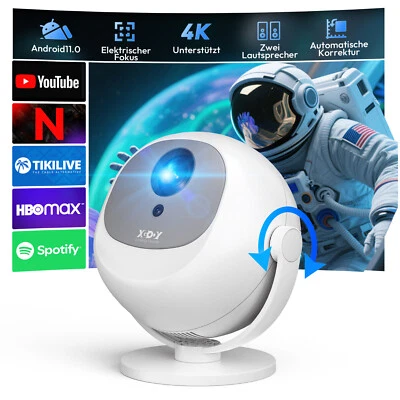 360° 4K Projektor Smart Android Beamer WiFi Bluetooth Elektrischer Fokus HDMI - Bild 1 von 4