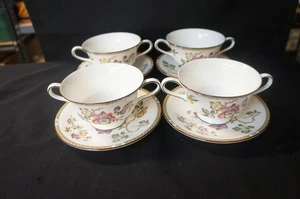 4 Wedgwood Schwalbe gelb braun Rand Creme Suppe Schüsseln 2 5/8" hoch x 4 1/2" breit - Bild 1 von 1