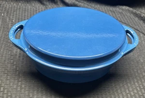 Le Creuset 28 Blau Gusseisen Dutch Oven mit Grillpfannendeckel - Bild 1 von 13