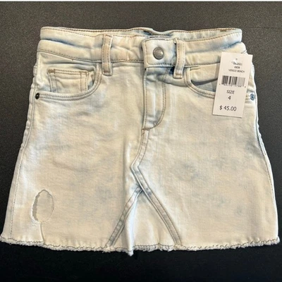 NWT DL1961 Light Wash Distressed Denim Skirt – Girls Size 4 - Image 1 of 4