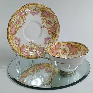 Tazza da tè e piattino vintage di Aynsley England Bone China rosa, floreale, dorato, C1185 - Foto 1 di 12
