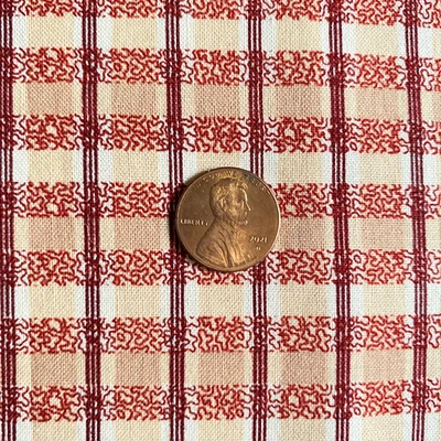 Faye Burgos Light Brown Brick Red Check Fabric Cotton Print 30x44 - Image 1 of 4