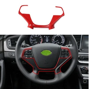 RED ABS Carbon Fiber Interior Steering Wheel Cover For Hyundai Sonata 2015-2019 - Foto 1 di 3