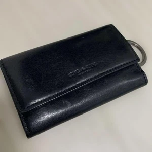 Coach Portachiavi Pelle Nero Usato Portafoglio Pelle Compatto - Foto 1 di 8