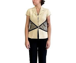 Blazer donna vintage Moschino economico e chic manica corta pizzo beige taglia 44 - Foto 1 di 13