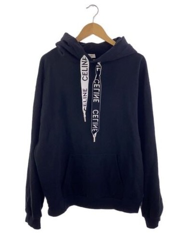 CELINE felpa con cappuccio XXL cotone nero plain