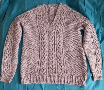 VTG Hand Knitted Aran Cable Fisherman's Jumper Pullover Size 14 Country Style - Image 1 of 4