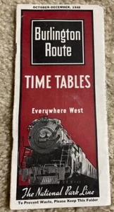 1948 Zephyr Burlington Route Time Tables Train - Picture 1 of 4