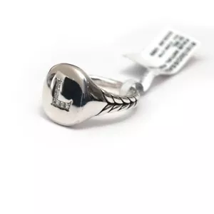 Neu David Yurman Pflastern Initialen Buchstabe L Rosa Ring IN Diamant & Silber 7 - Bild 1 von 8