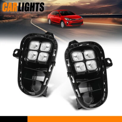 Fits KIA Rio 2018-2020 LED DRL Running Light Front Fog Lamps w/ Turn Signal - Image 1 of 4