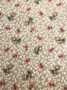 NOS Green ￼ & Pink Roses Cotton Fabric 3 Yards x 44”  Marcus Brothers - Picture 1 of 4