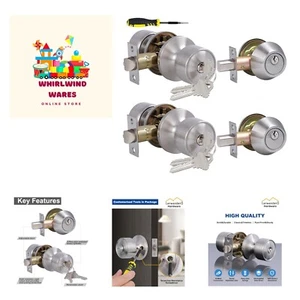 2 Sets Keyed Alike Entry Door Knobs and Single Cylinder Deadbolt Lock Combo S... - Picture 1 of 9
