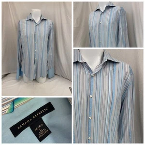 Banana Republic Dress Shirt 16.5 35x36 Blue Stripe 100% Cotton YGI Y1-452 - Picture 1 of 12