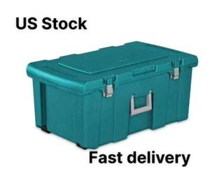 Sterilite Wheeled Footlocker, Plastic Utility Storage Container, Color Teal - Picture 1 of 5