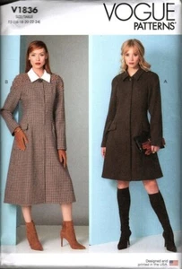 Vogue V1837 Womens 16 to 24 Lined Fitted Coat Uncut Sewing Pattern - Picture 1 of 2