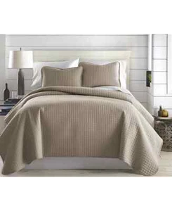 Southshore Fine Linens Vilano Spring Oversized 3 Piece Full/Queen Quilt Set Tan - Picture 1 of 8