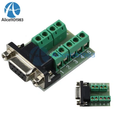 2X DB9 connector female adapter signals Terminal module RS232 Serial to Terminal - Image 1 of 4