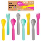 PLA Kids Spoons and Forks Set – 8-Pack Melamine Free Utensils for Kids & Todd...
