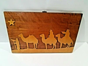 OOAK Handmade Vintage Wooden 3 Wise Men Picture Thick Wood Folk Art Xmas Holiday - Picture 1 of 8