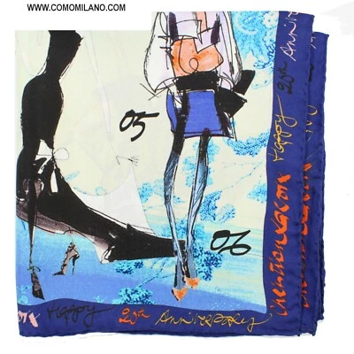 Bufanda cuadrada de seda Christian Lacroix 100 % nueva diseño modelos 20 Ans azul marino 200292 Foto 1 de 4