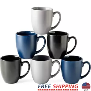Ceramic Coffee Mugs Set of 6 Large Dishwasher Microwave Safe Cups Tea Latte New - Picture 1 of 7