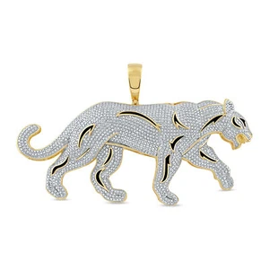 Colgante pantera de diamantes TDW enchapado en oro amarillo de 14 K plata 1/2 quilates - Imagen 1 de 8