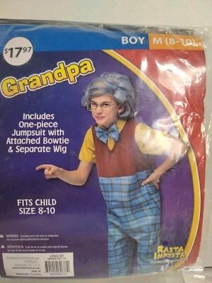 Disfraz de abuelo Rasta Imposta niño anciano con peluca mediana (8-10) Foto 1 de 4