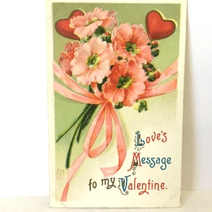 Antigua postal de San Valentín levantar corazones flores 1909 parte posterior dividida sin publicar #121 - Imagen 1 de 6