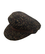 Vintage Goorin Bros Brown Tweed Wool Cabbie Newsboy Hat Suede Trim Sz S USA euc