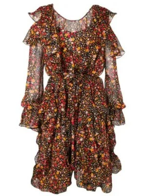 Faith Connexion Silk Flower Ruffle Wrap Dress, Retail $1,520.00 NEW (Size: S) - Image 1 of 4