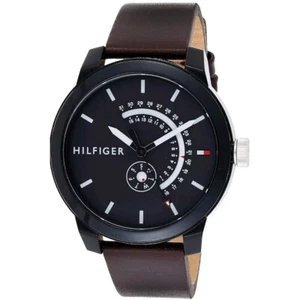 Tommy Hilfiger Reloj Hombre Esfera Gris Correa Cuero Marrón 44mm Día Fecha 1791478 - Imagen 1 de 4