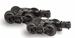 ATLAS 3-RAIL 50 TON BETTENDORF FREIGHT CAR TRUCKS O SCALE DIE CAST METAL SPRUNG - Picture 1 of 1